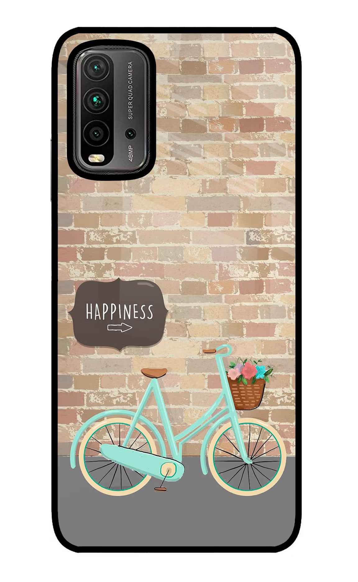 Happiness Artwork Redmi 9 Power Glass Case Back Cover by Casekaro