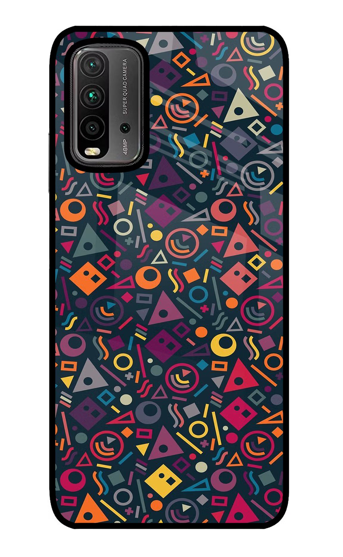 Geometric Abstract Redmi 9 Power Glass Case Back Cover by Casekaro