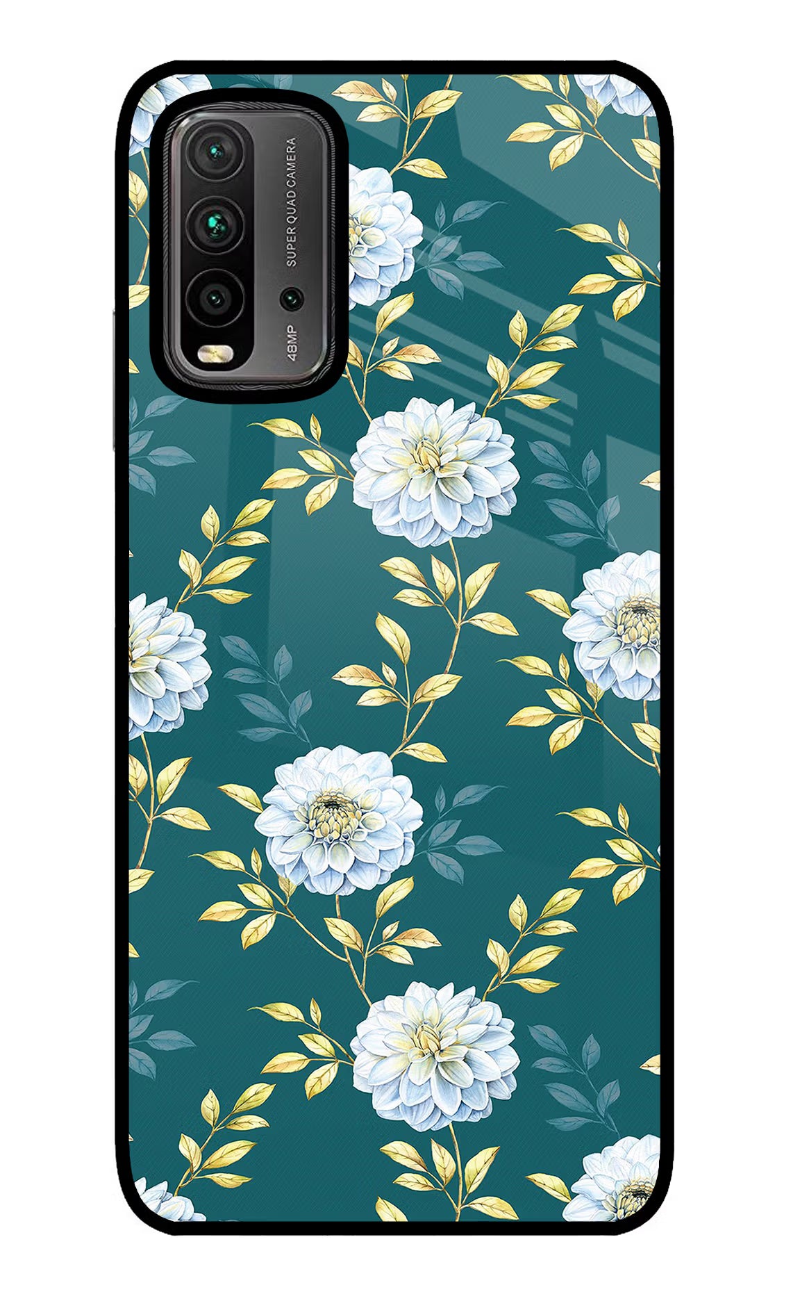 Flowers Redmi 9 Power Glass Case Back Cover by Casekaro