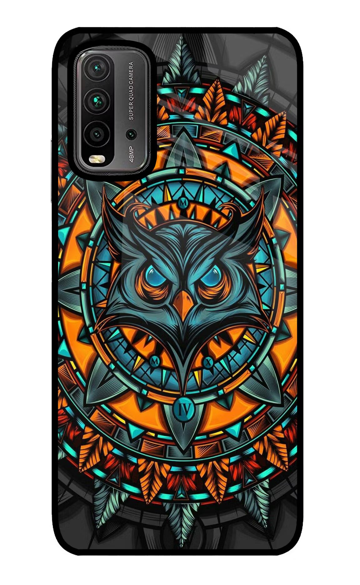 Angry Owl Art Redmi 9 Power Glass Case Back Cover by Casekaro