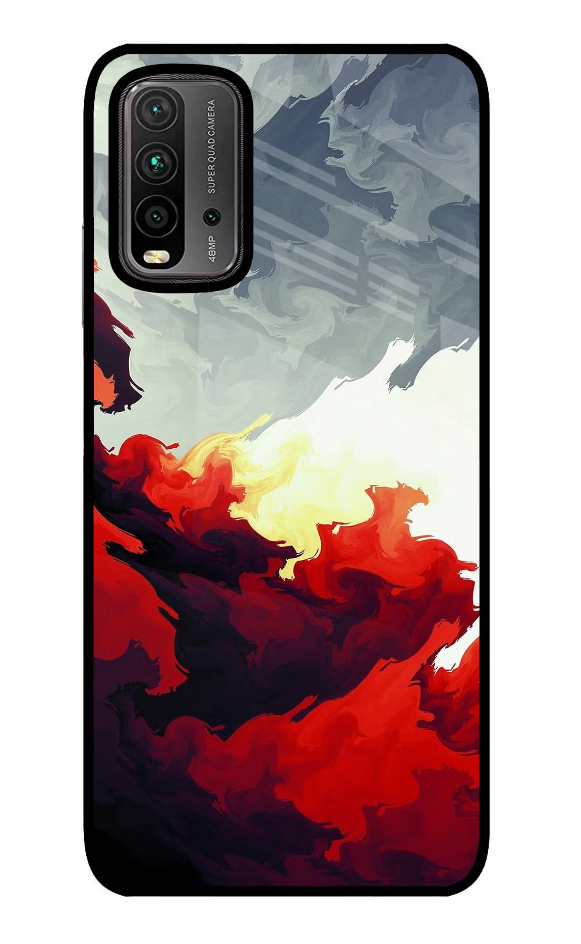 Fire Cloud Redmi 9 Power Glass Case Back Cover by Casekaro