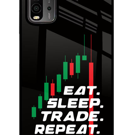 Eat Sleep Trade Repeat Redmi 9 Power Glass Case