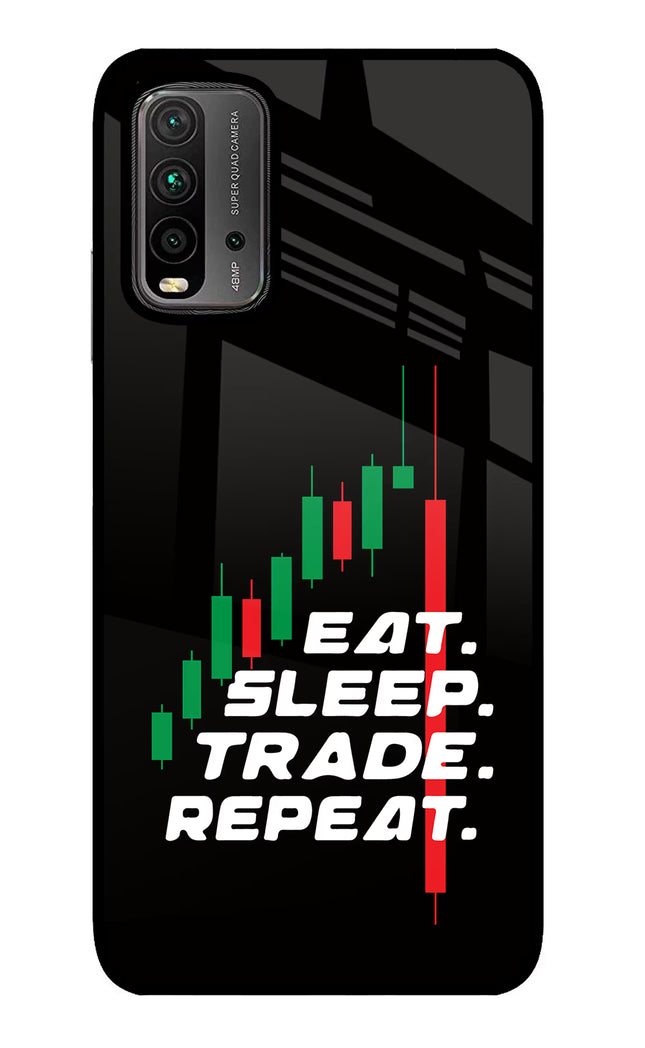 Eat Sleep Trade Repeat Redmi 9 Power Glass Case
