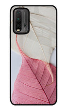 White Pink Leaf Redmi 9 Power Glass Case