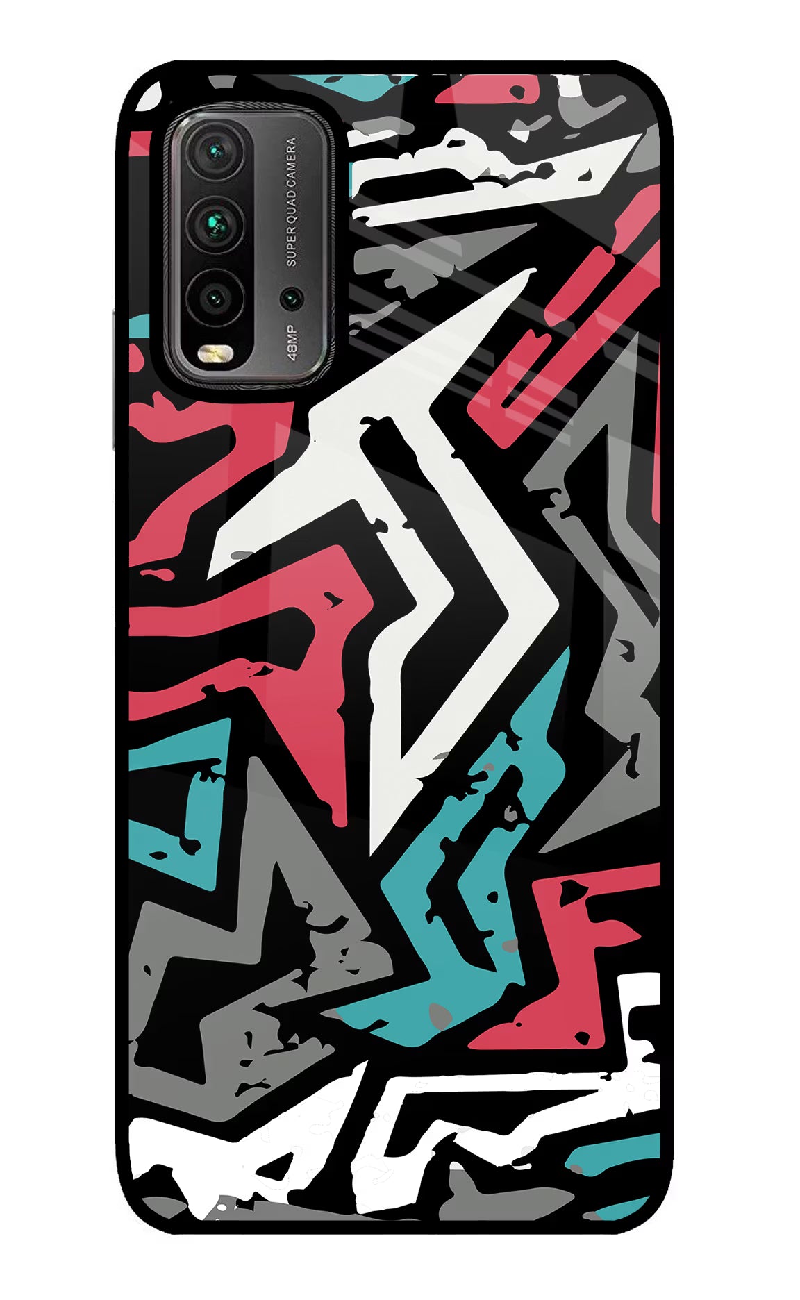 Geometric Graffiti Redmi 9 Power Glass Case Back Cover by Casekaro