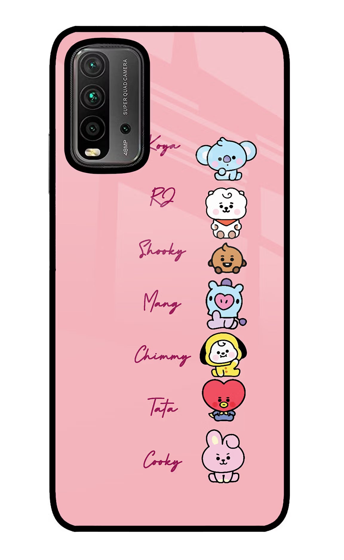 BTS names Redmi 9 Power Glass Case