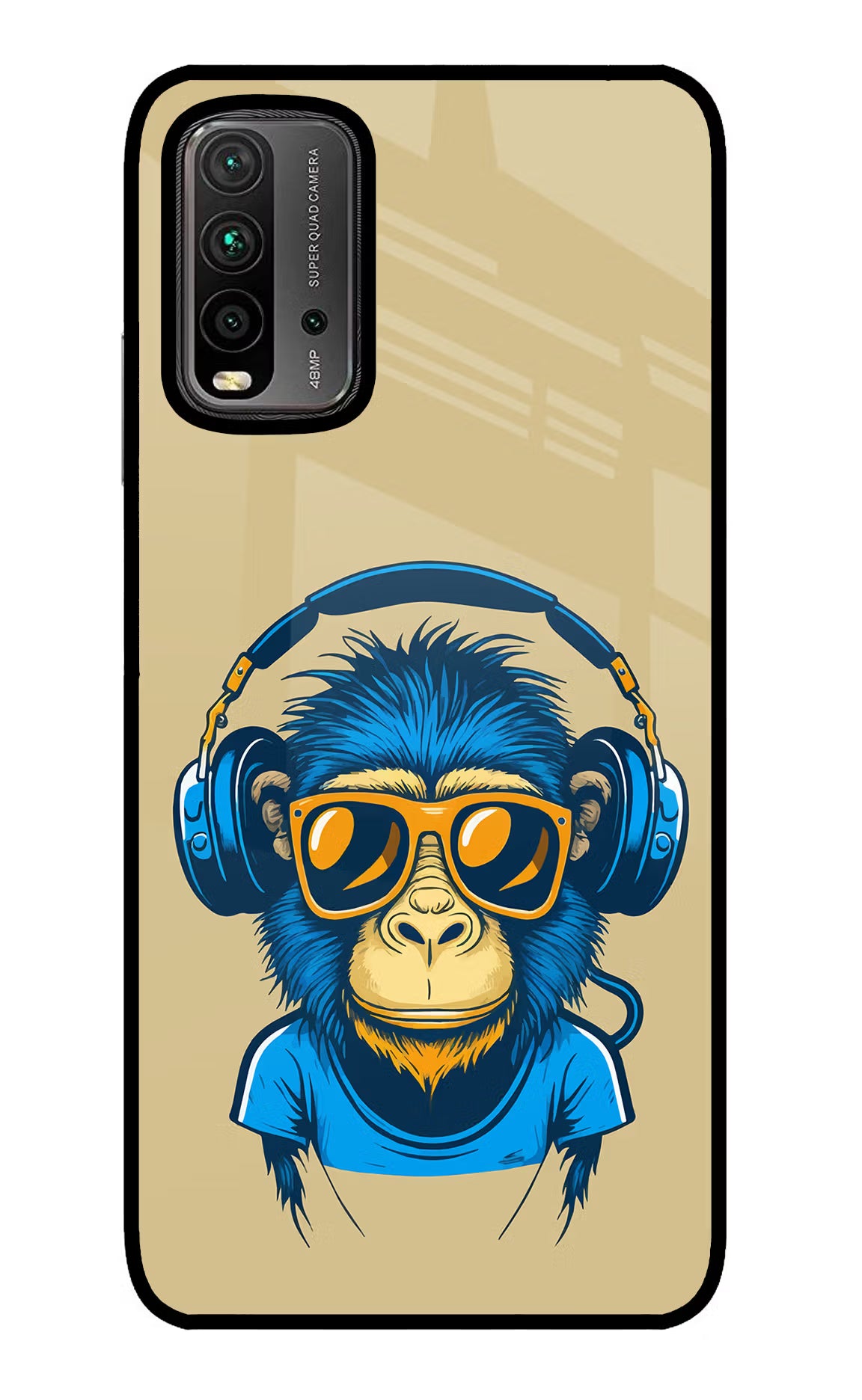 Monkey Headphone Redmi 9 Power Glass Case Back Cover by Casekaro