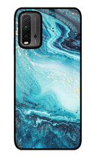 Blue Glitter Marble Redmi 9 Power Glass Case