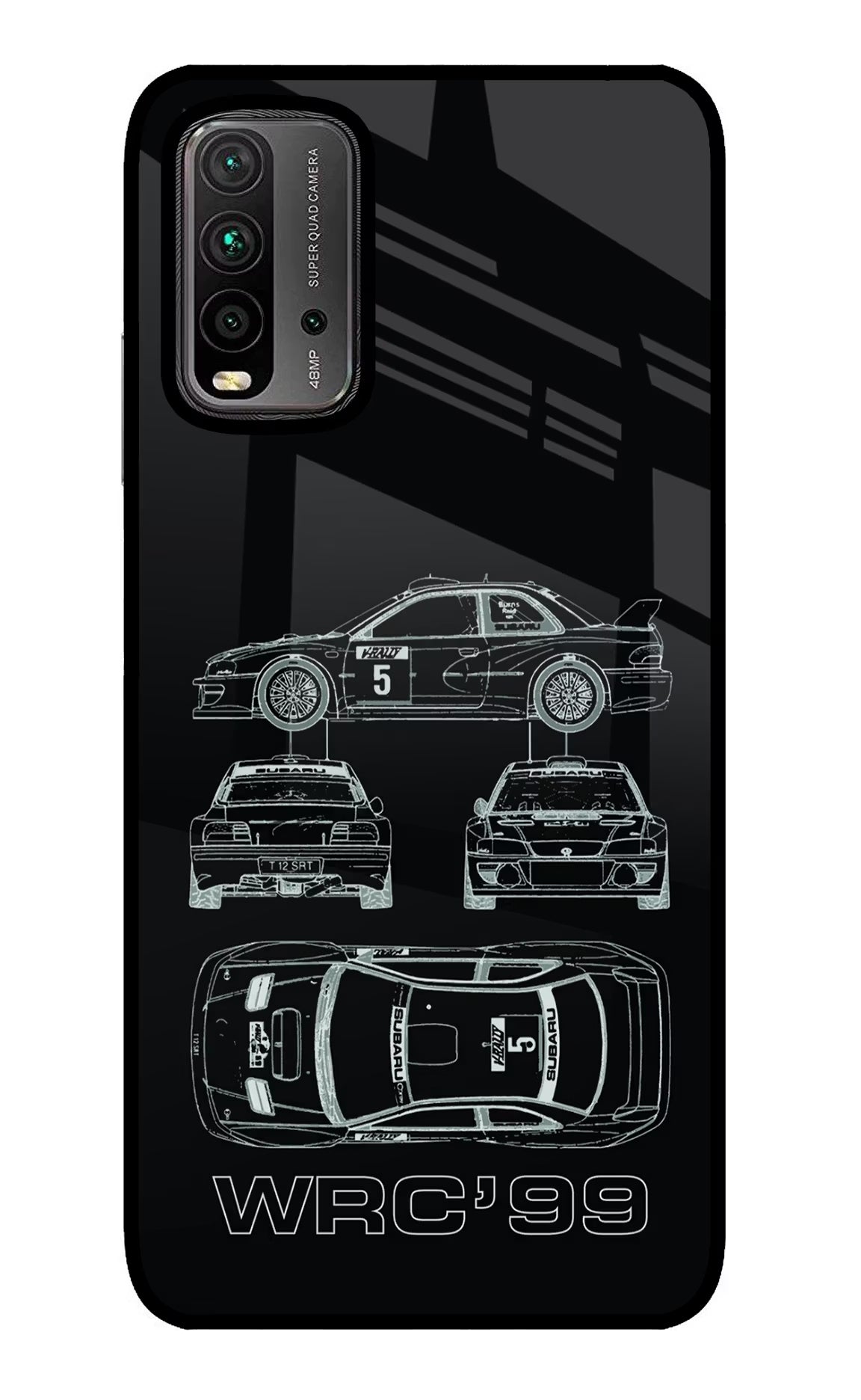 WRC'99 Redmi 9 Power Glass Case Back Cover by Casekaro