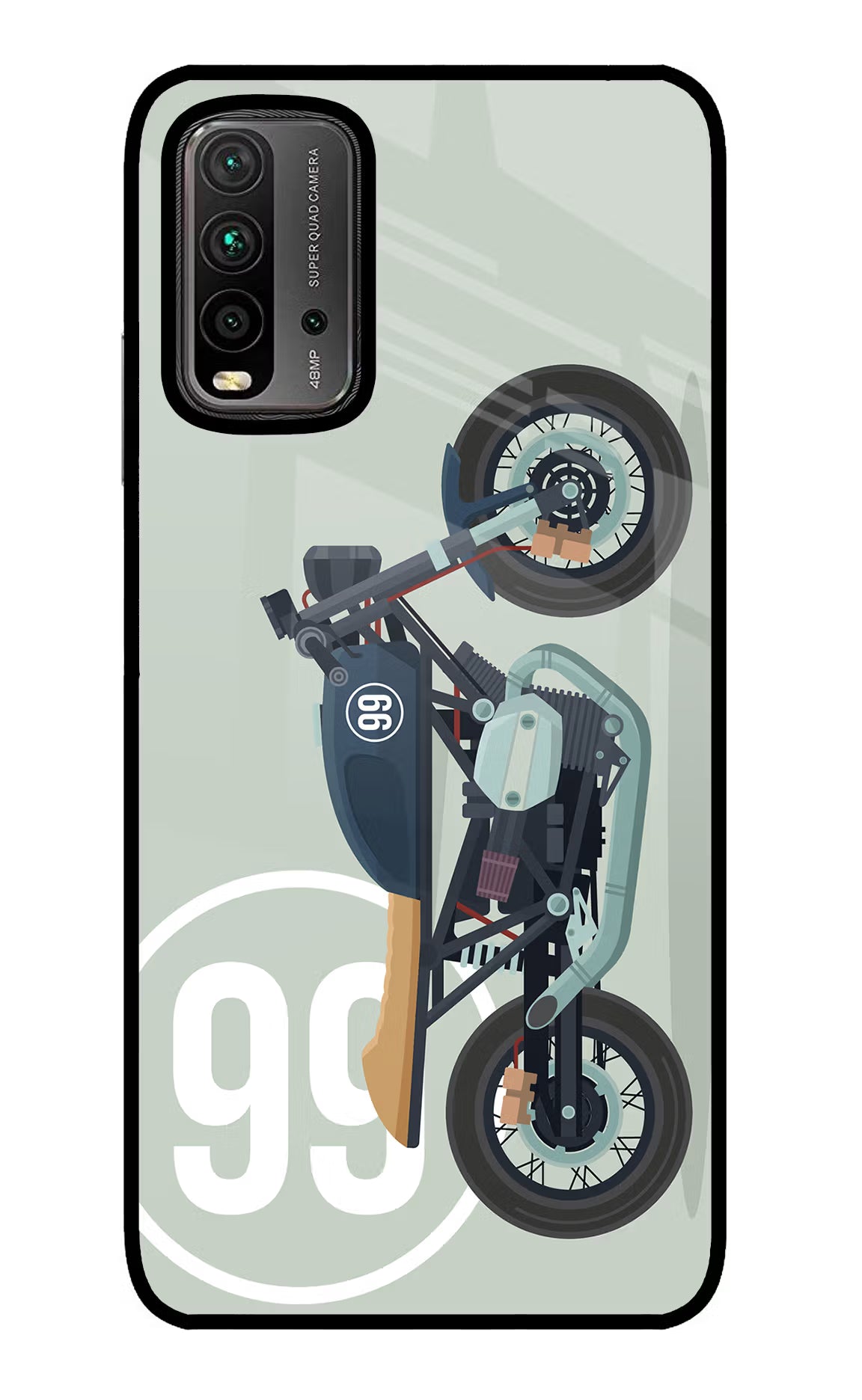 Classic Cafe Racer 99 Redmi 9 Power Glass Case Back Cover by Casekaro