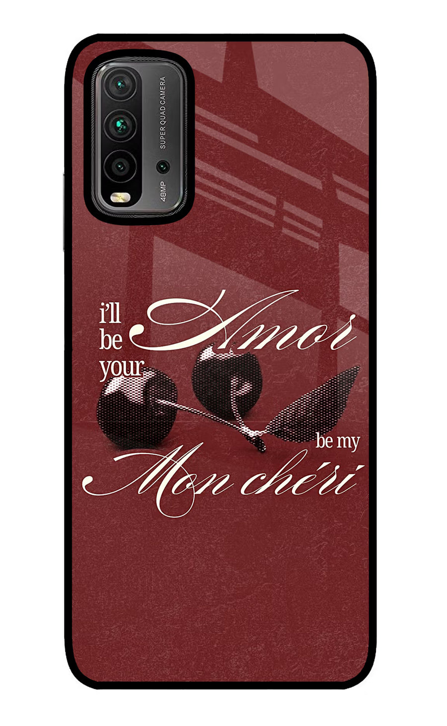 Velvet Cherry Redmi 9 Power Back Cover, Glass case