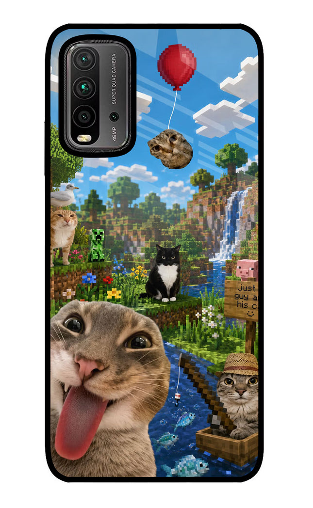 Minecraft Cat Chaos Redmi 9 Power Glass Case