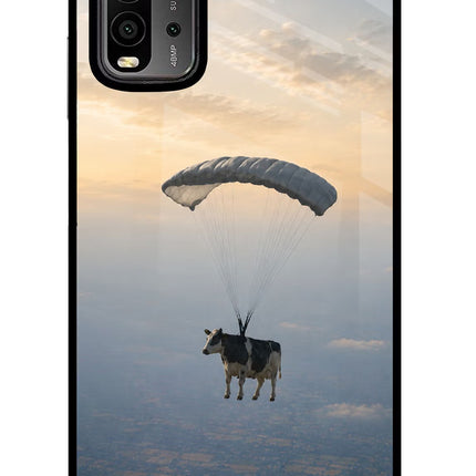 Skydiving Cow Redmi 9 Power Glass Case