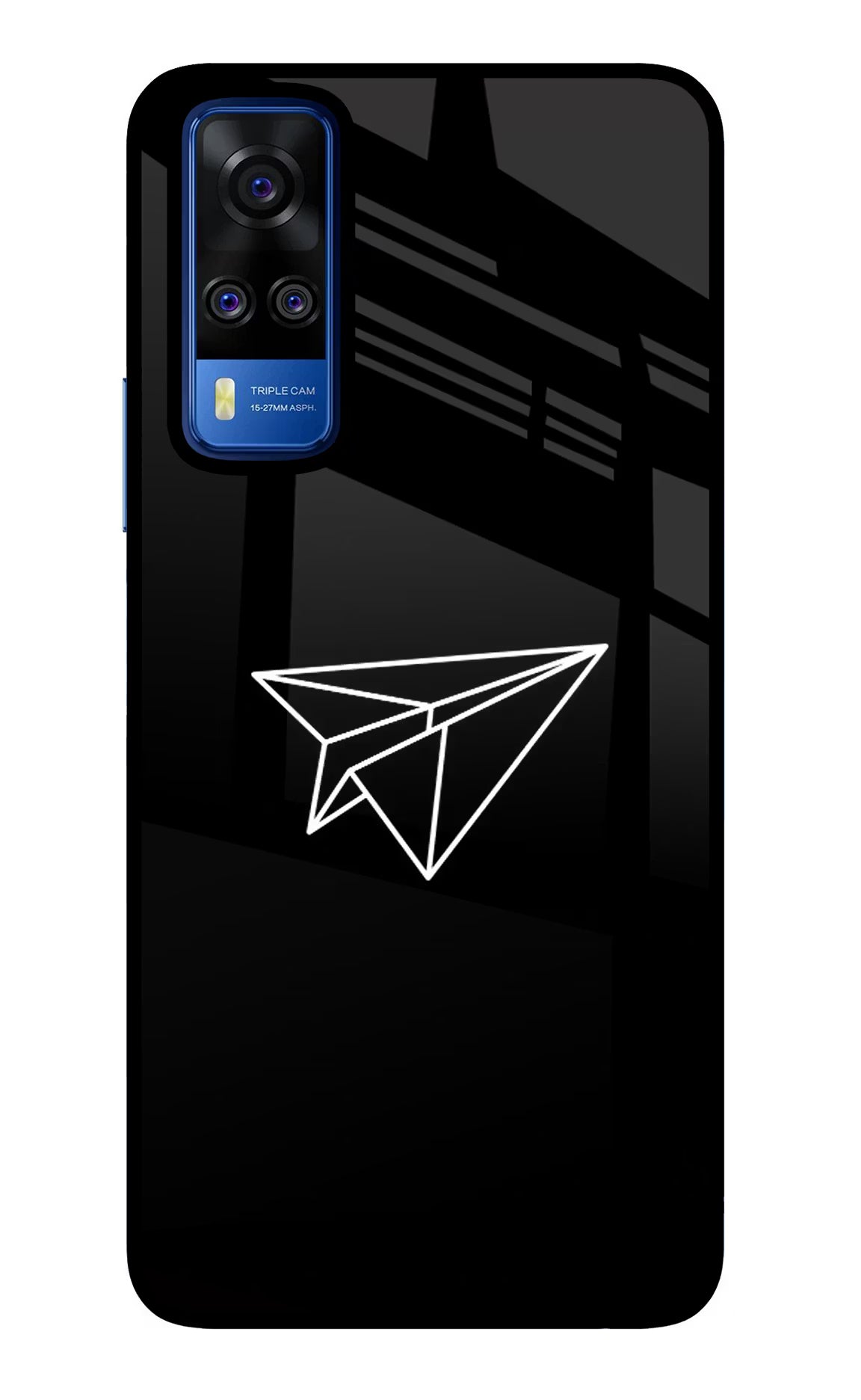 Paper Plane White Vivo Y51A/Y51 2020 Glass Case Back Cover by Casekaro