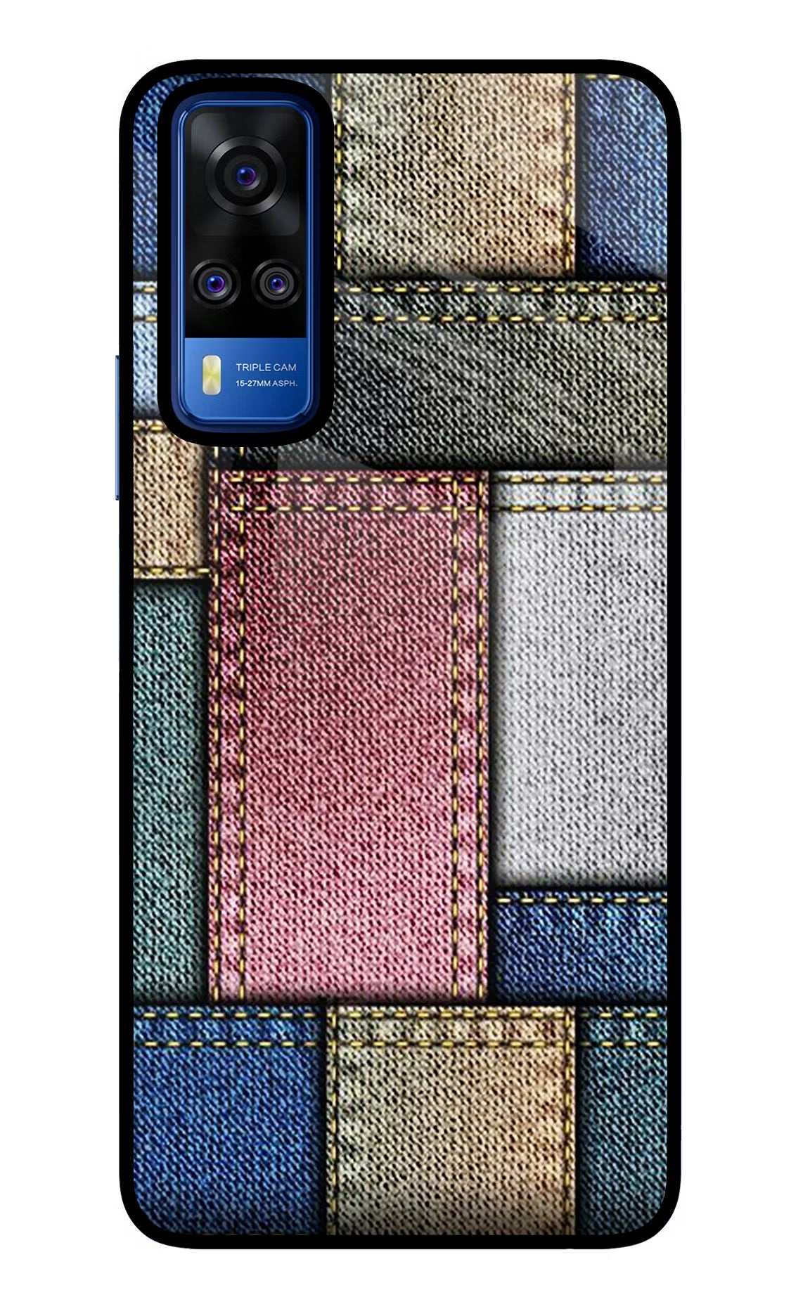 Multicolor Jeans Vivo Y51A/Y51 2020 Glass Case Back Cover by Casekaro