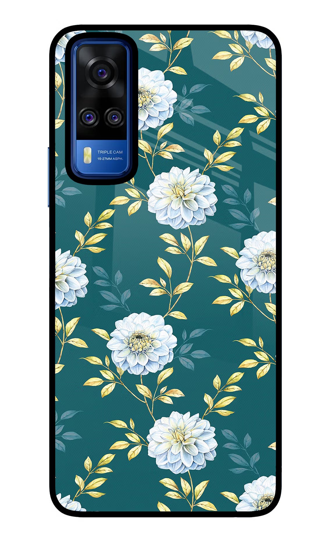 Flowers Vivo Y51A/Y51 2020 Glass Case Back Cover by Casekaro