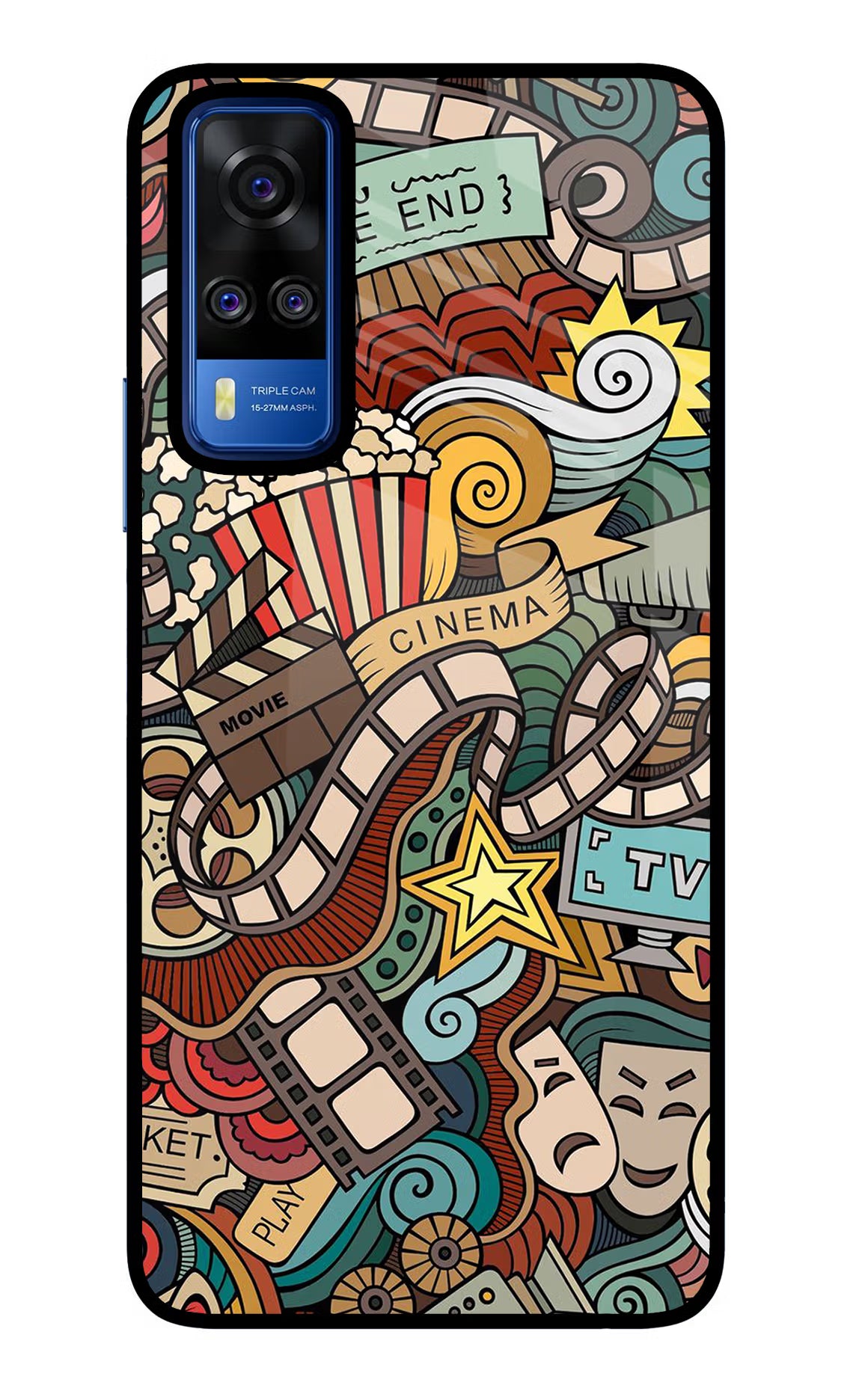 Cinema Abstract Vivo Y51A/Y51 2020 Glass Case Back Cover by Casekaro