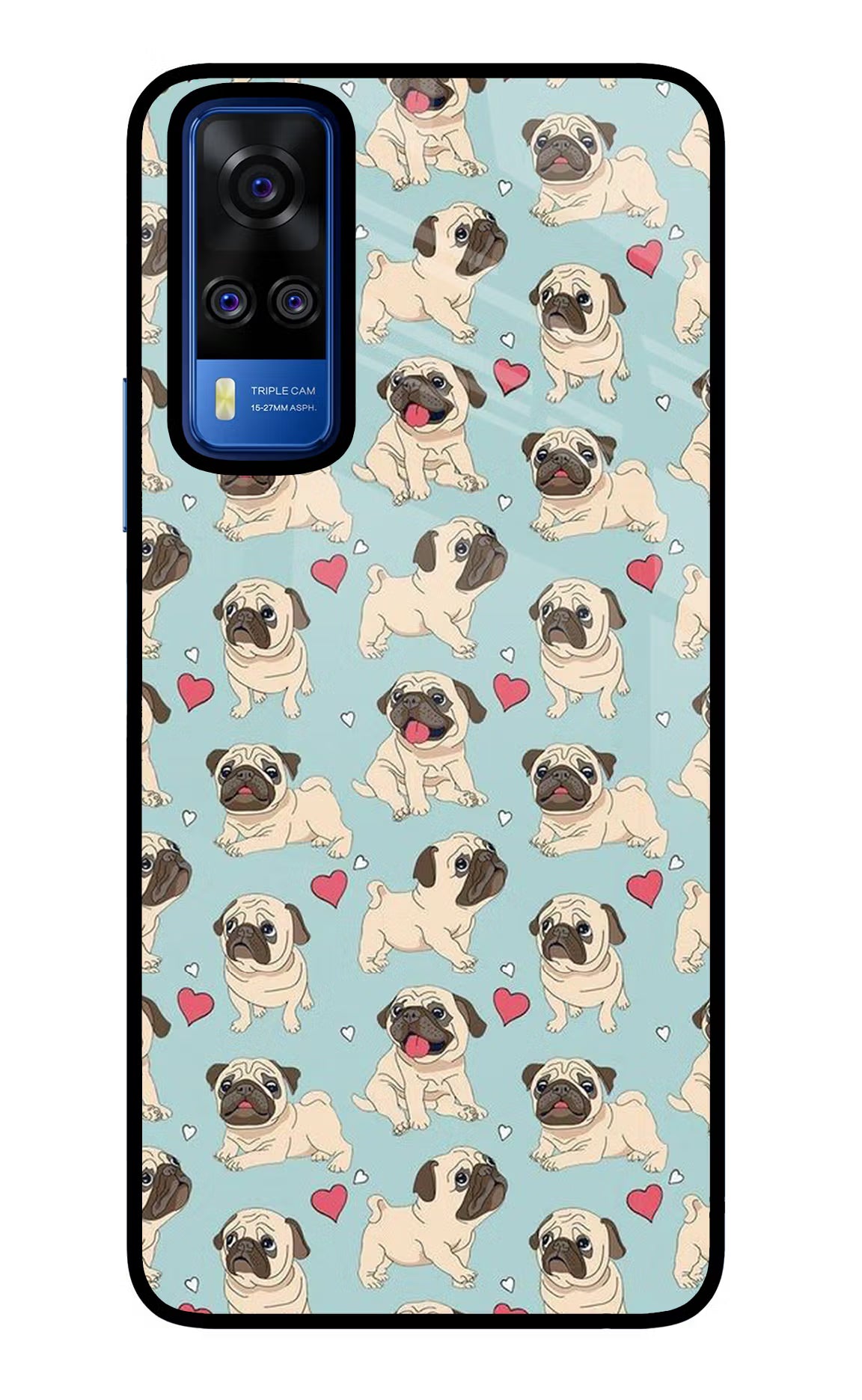 Pug Dog Vivo Y51A/Y51 2020 Glass Case Back Cover by Casekaro