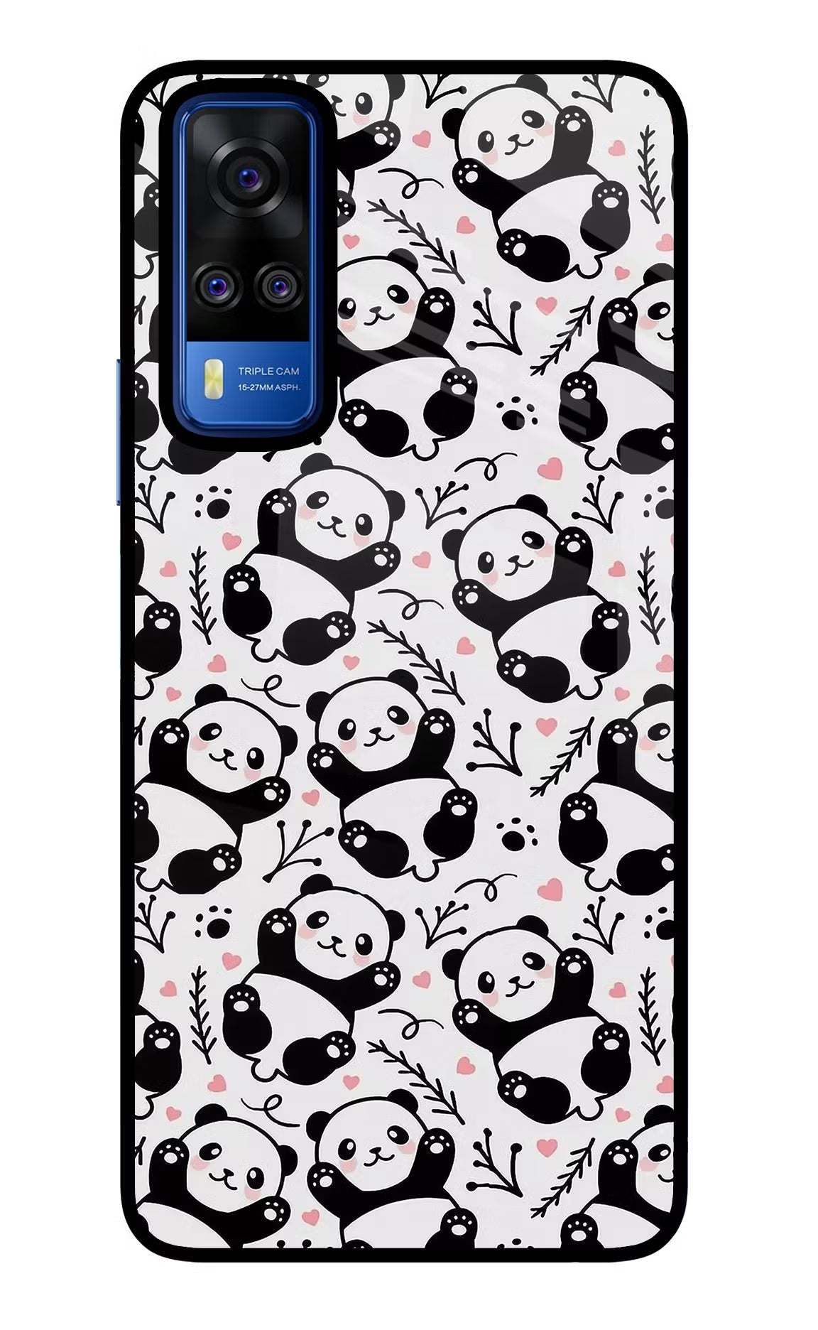 Cute Panda Vivo Y51A/Y51 2020 Glass Case Back Cover by Casekaro