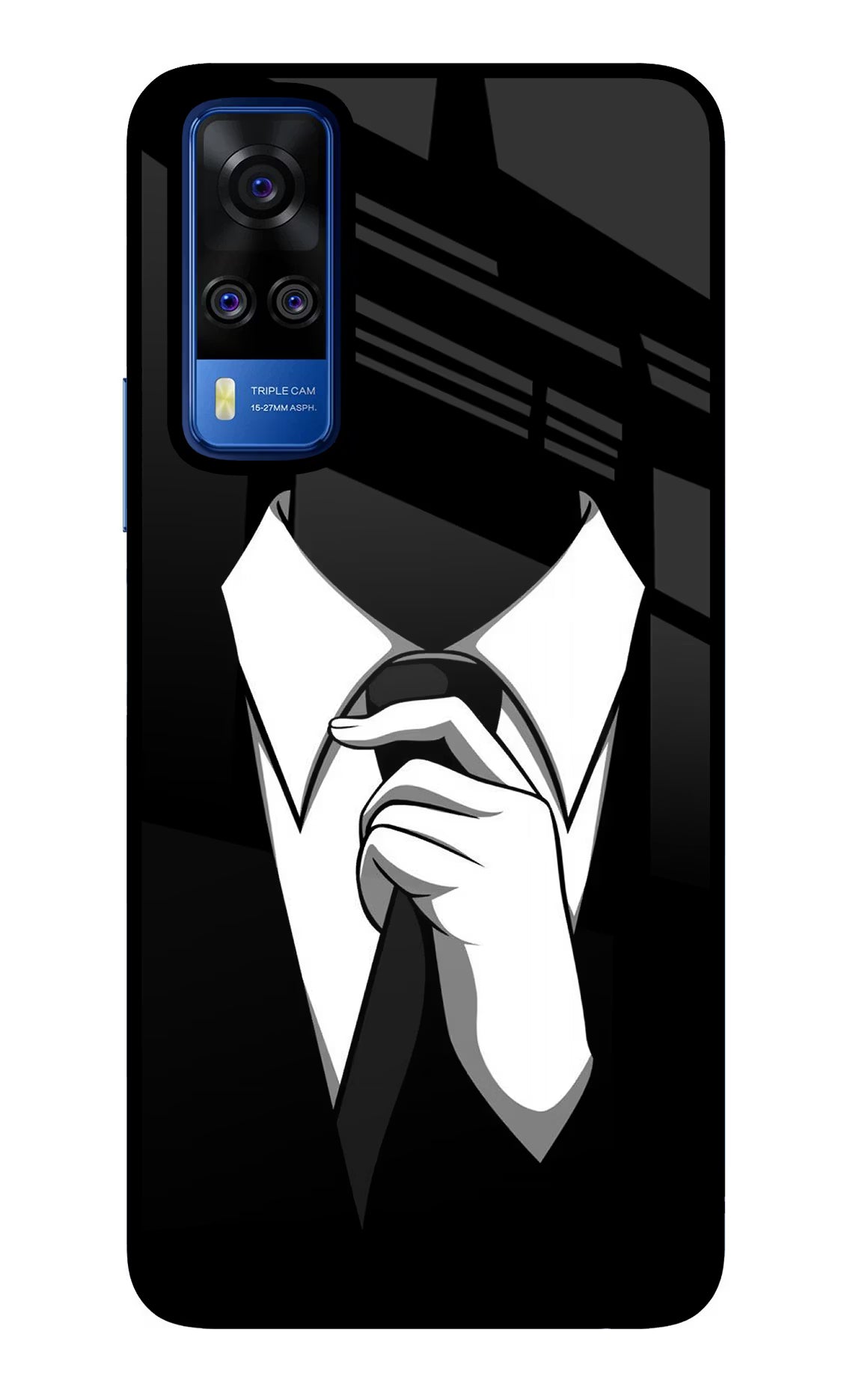 Black Tie Vivo Y51A/Y51 2020 Glass Case Back Cover by Casekaro