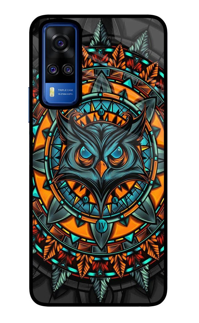 Angry Owl Art Vivo Y51A/Y51 2020 Glass Case Back Cover by Casekaro