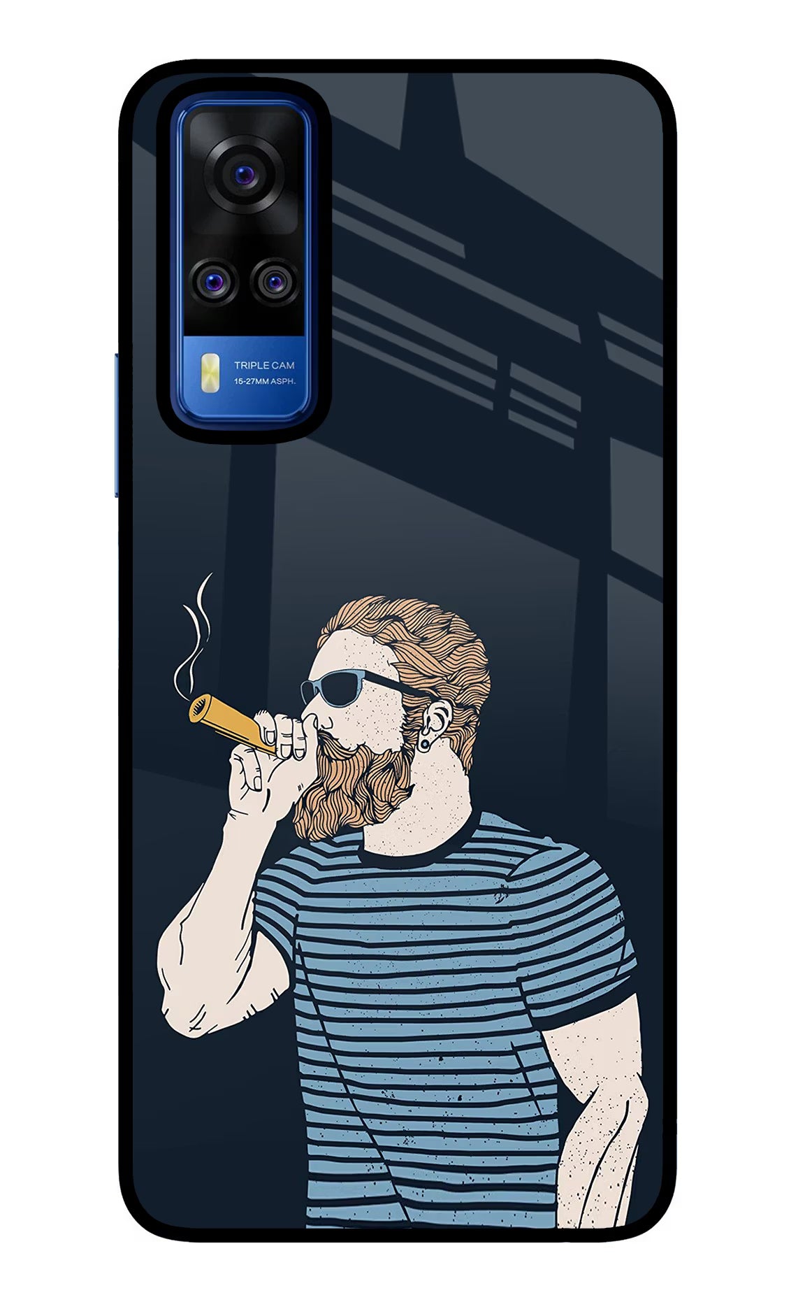 Smoking Vivo Y51A/Y51 2020 Glass Case Back Cover by Casekaro
