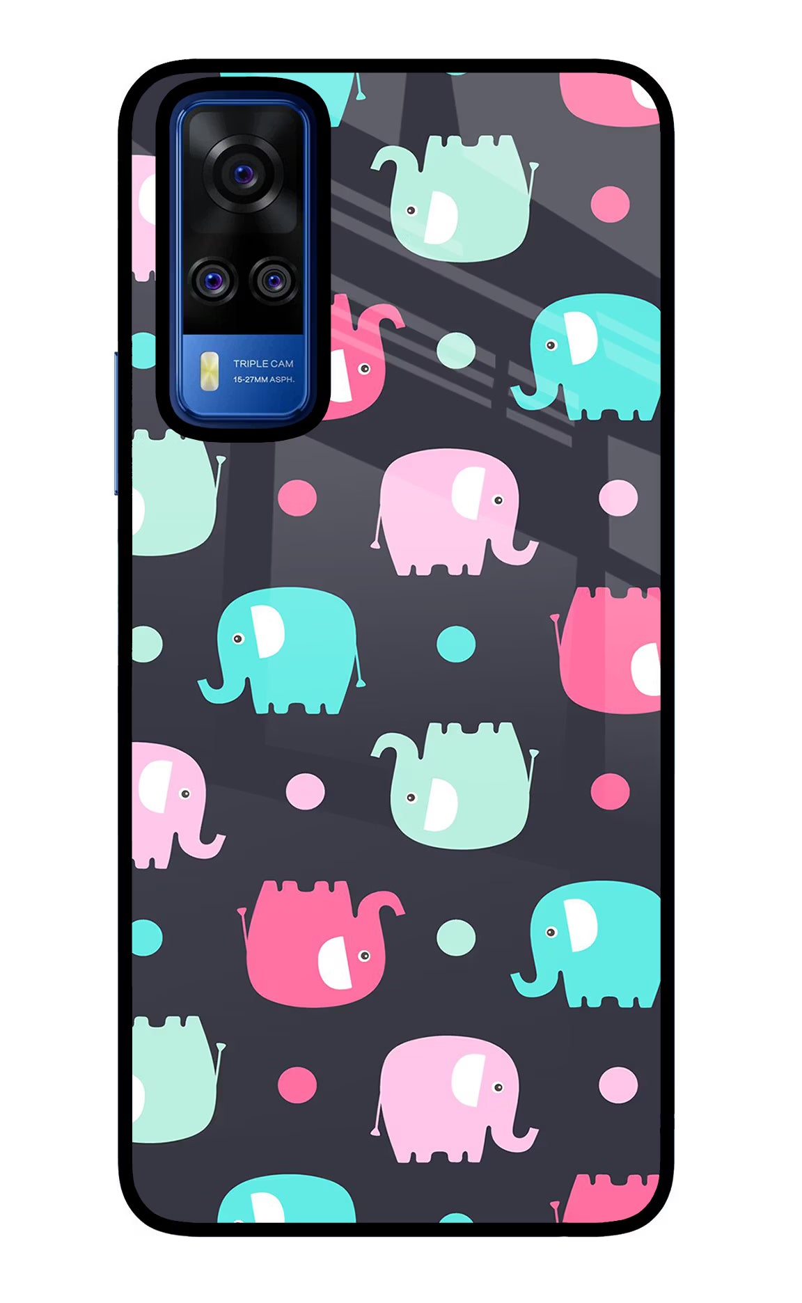 Elephants Vivo Y51A/Y51 2020 Glass Case Back Cover by Casekaro