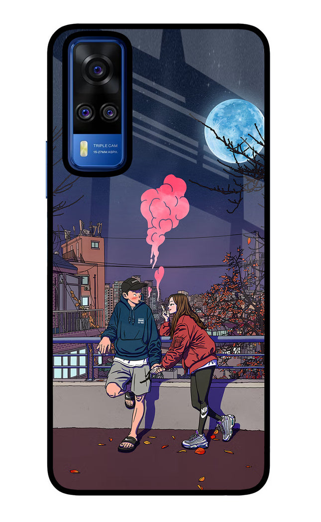 Chilling Couple Vivo Y51A/Y51 2020 Glass Case Back Cover by Casekaro