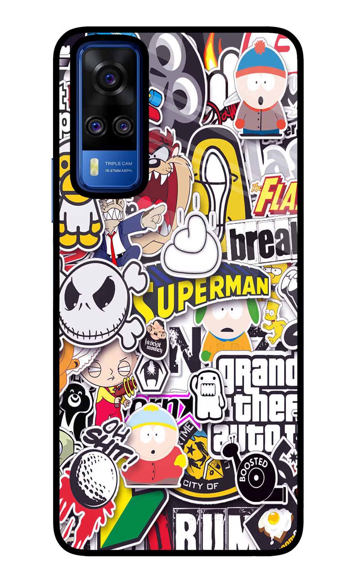 Sticker Bomb Vivo Y51A/Y51 2020 Glass Case Back Cover by Casekaro