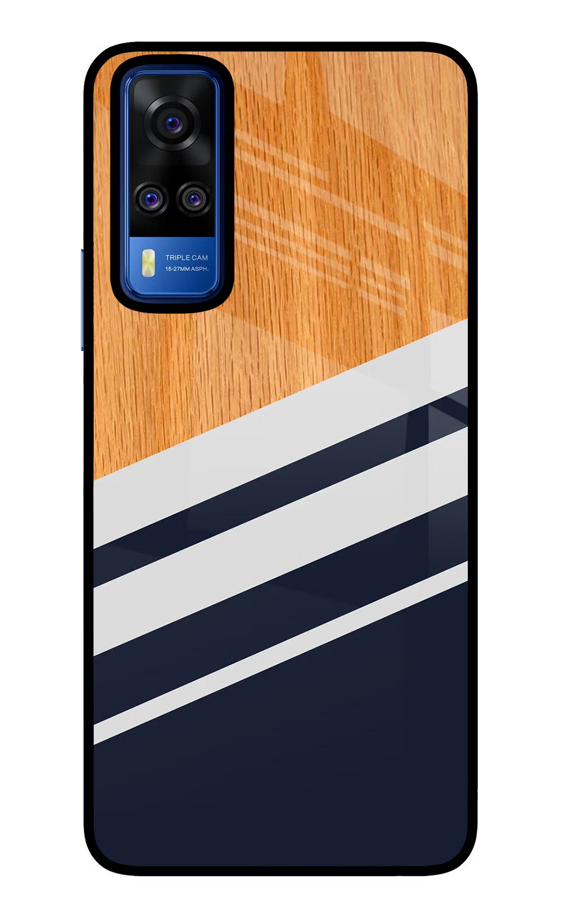 Blue and white wooden Vivo Y51A/Y51 2020 Glass Case