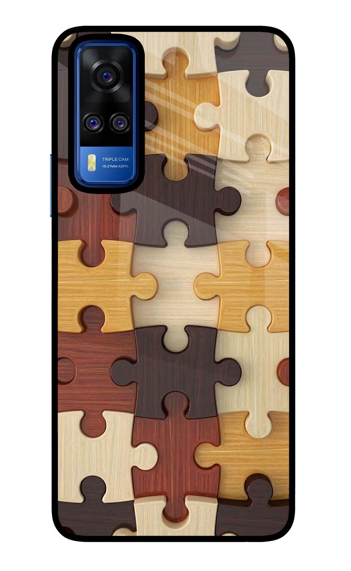 Wooden Puzzle Vivo Y51A/Y51 2020 Glass Case Back Cover by Casekaro