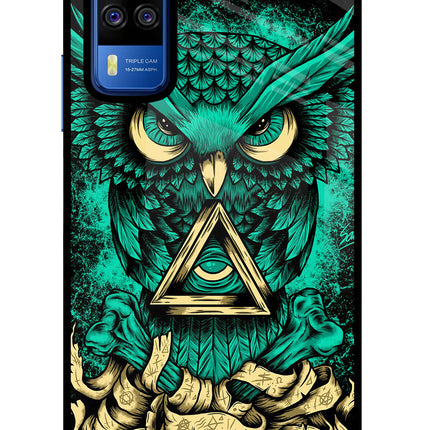 Green Owl Vivo Y51A/Y51 2020 Glass Case Back Cover by Casekaro