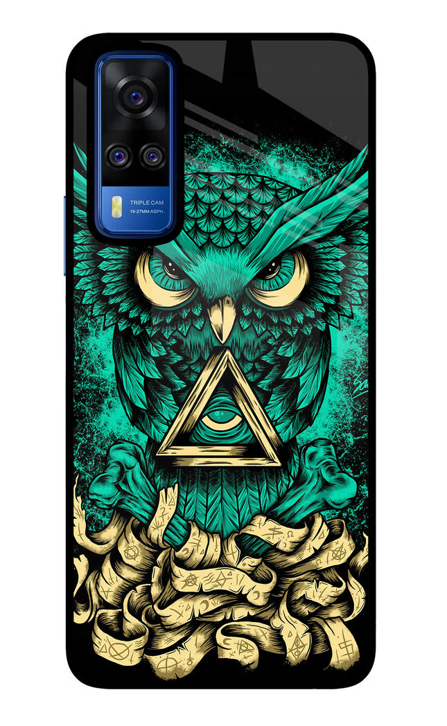 Green Owl Vivo Y51A/Y51 2020 Glass Case Back Cover by Casekaro