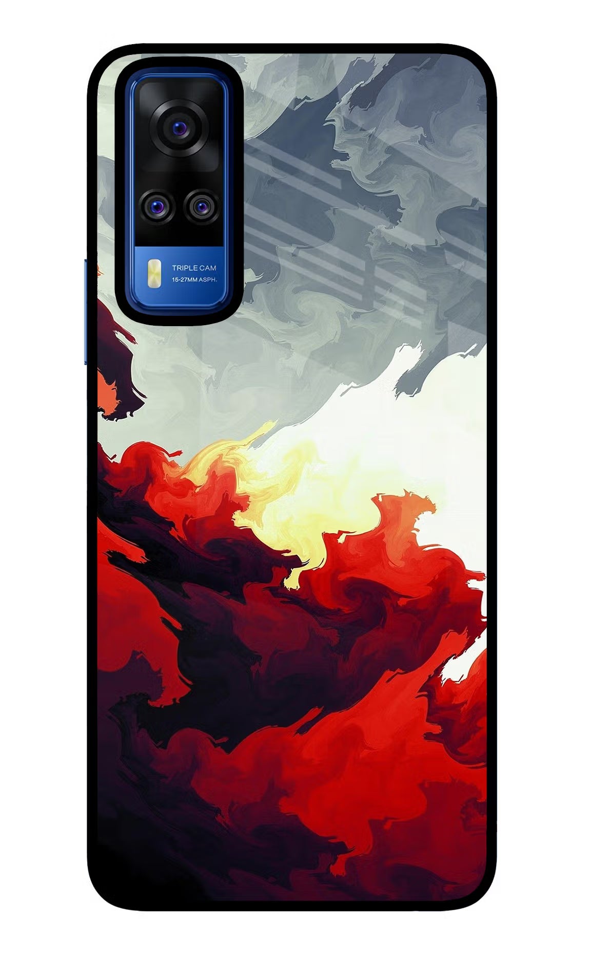 Fire Cloud Vivo Y51A/Y51 2020 Glass Case Back Cover by Casekaro