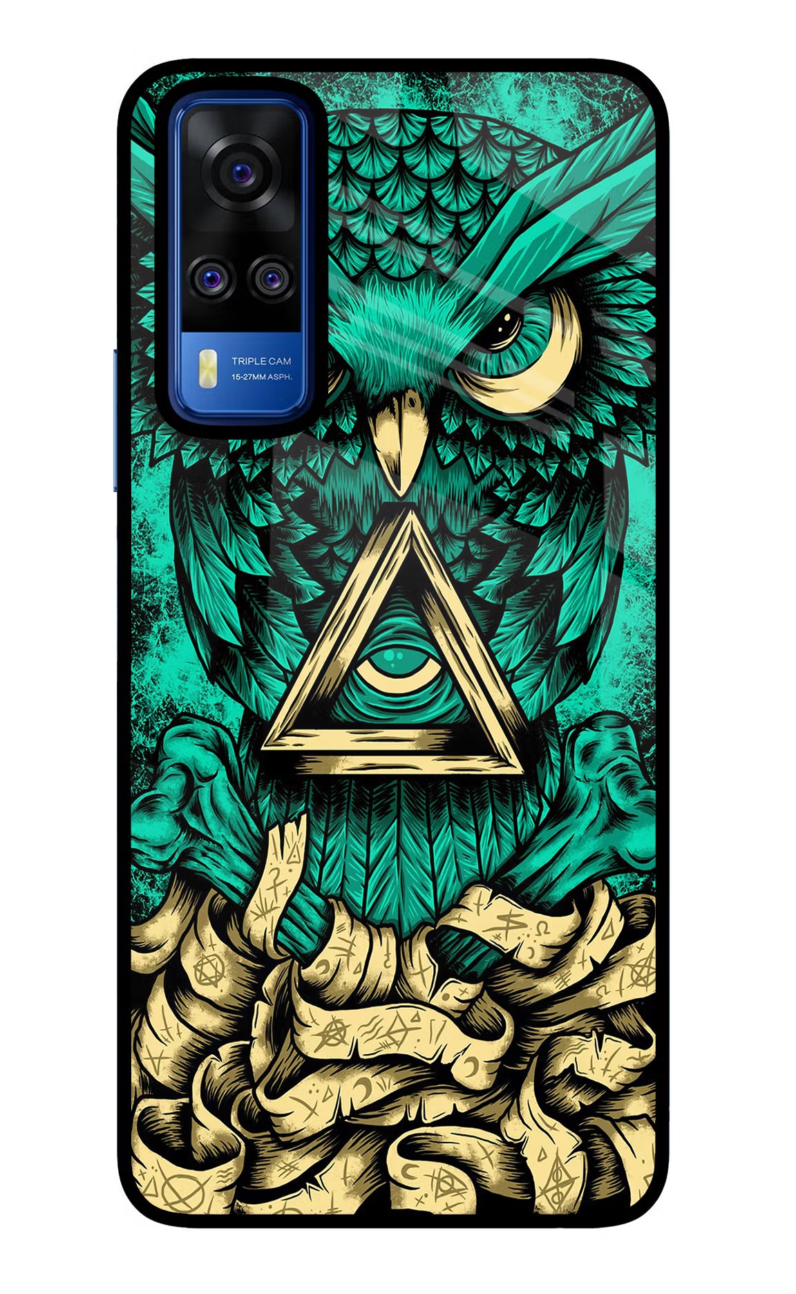 Green Owl Vivo Y51A/Y51 2020 Glass Case Back Cover by Casekaro