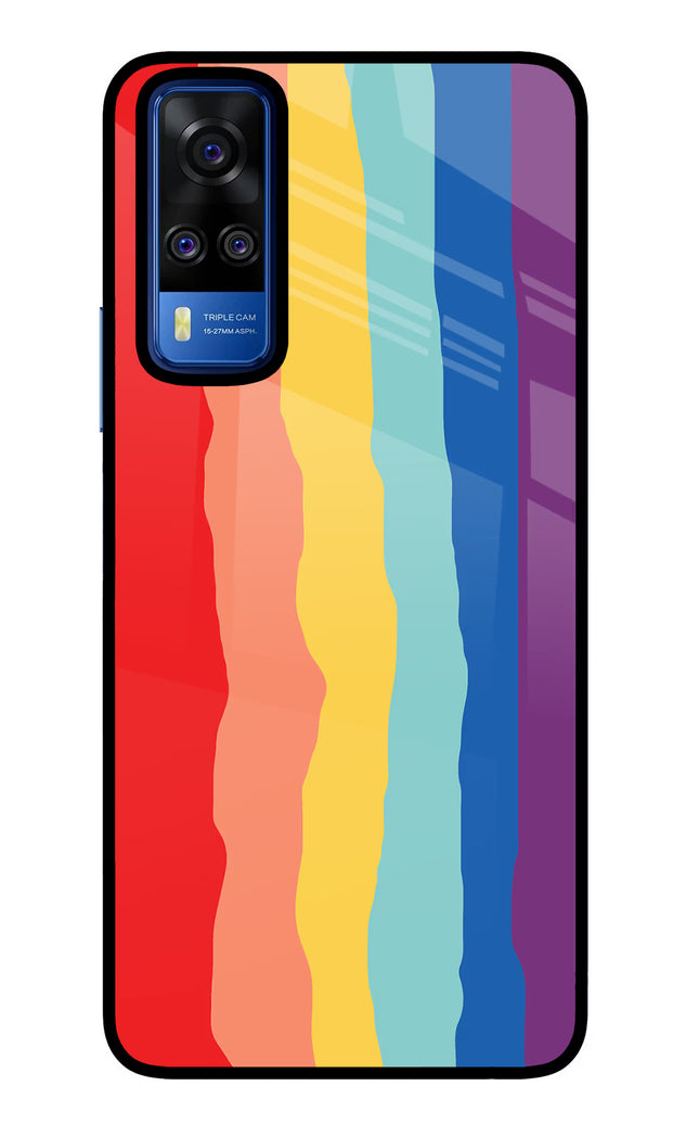 Rainbow Vivo Y51A/Y51 2020 Glass Case Back Cover by Casekaro