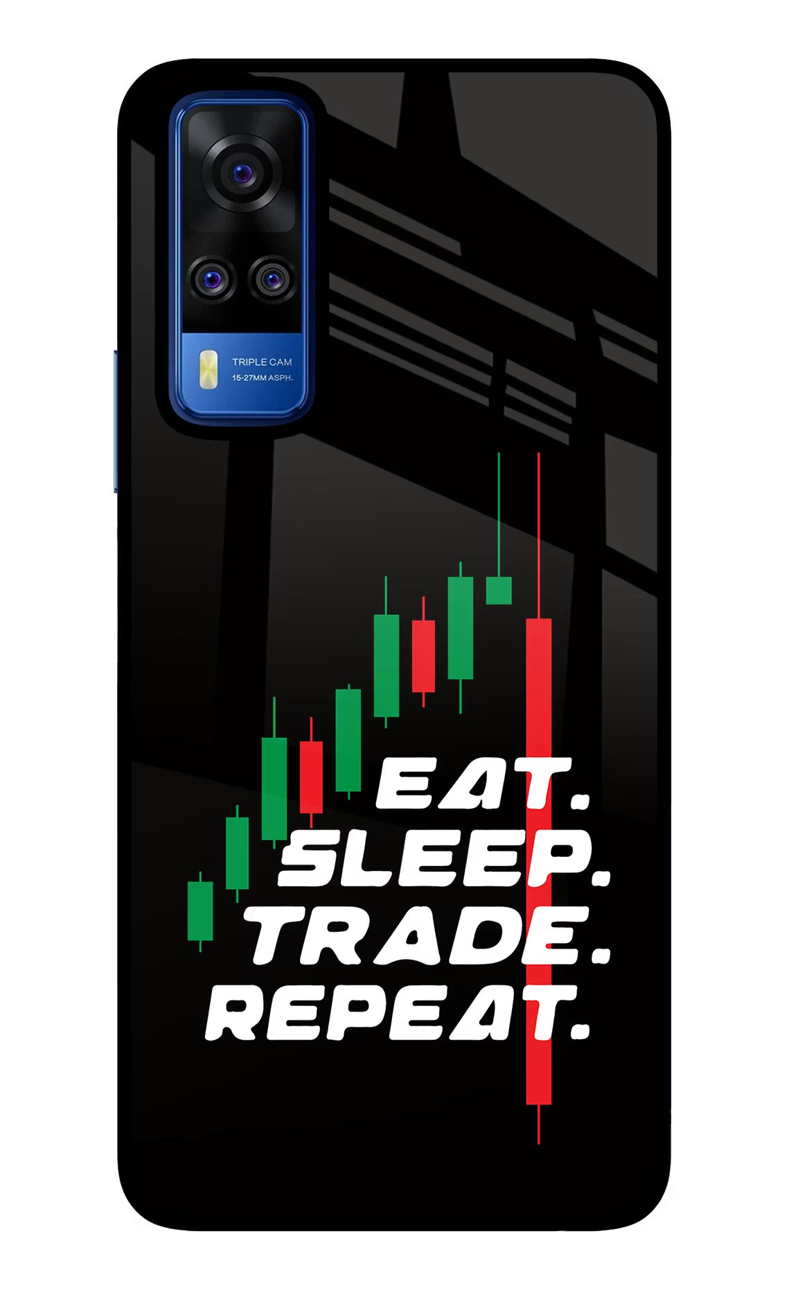 Eat Sleep Trade Repeat Vivo Y51A/Y51 2020 Glass Case Back Cover by Casekaro