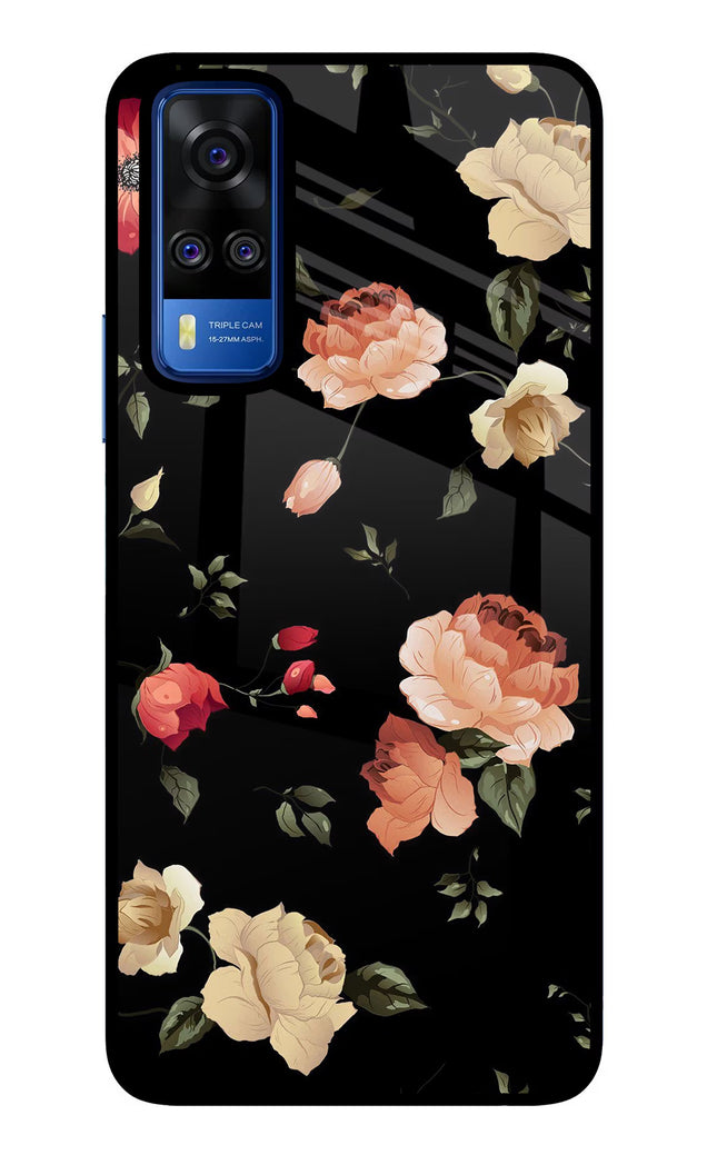 Flowers Vivo Y51A/Y51 2020 Glass Case Back Cover by Casekaro
