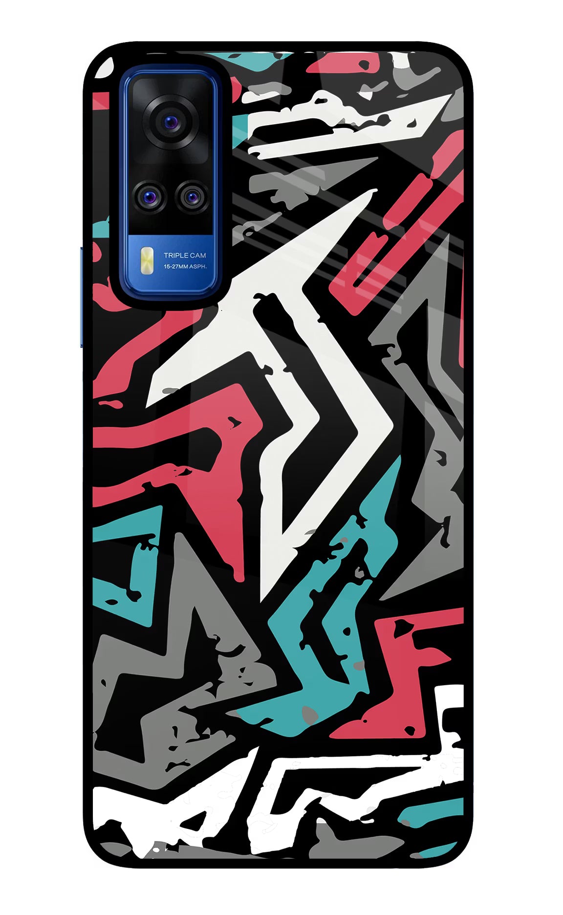 Geometric Graffiti Vivo Y51A/Y51 2020 Glass Case Back Cover by Casekaro