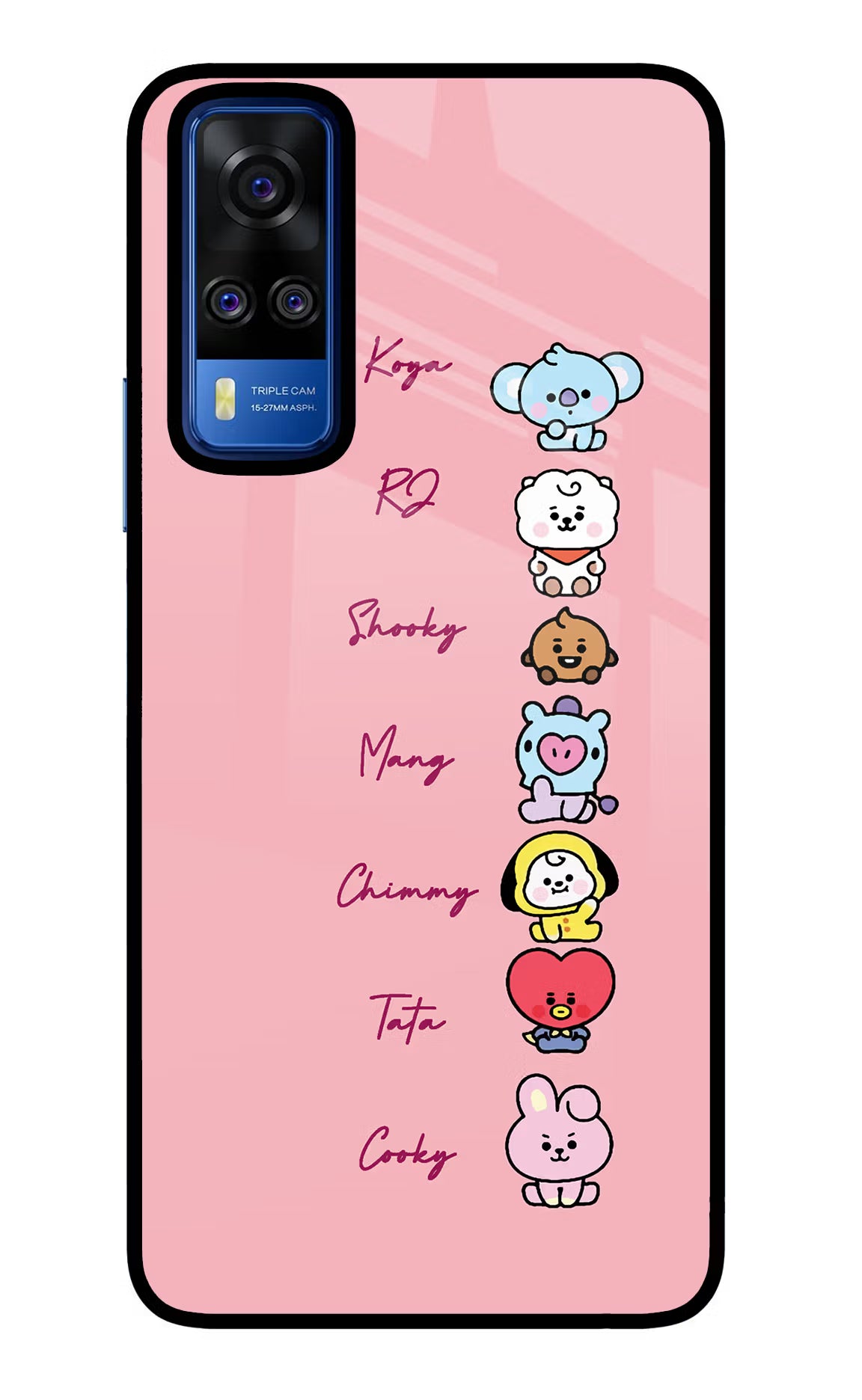 BTS names Vivo Y51A/Y51 2020 Glass Case Back Cover by Casekaro