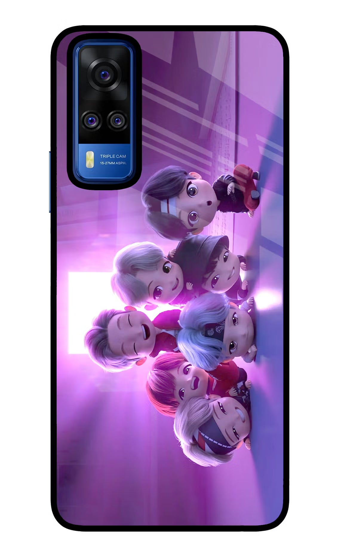 BTS Chibi Vivo Y51A/Y51 2020 Glass Case Back Cover by Casekaro