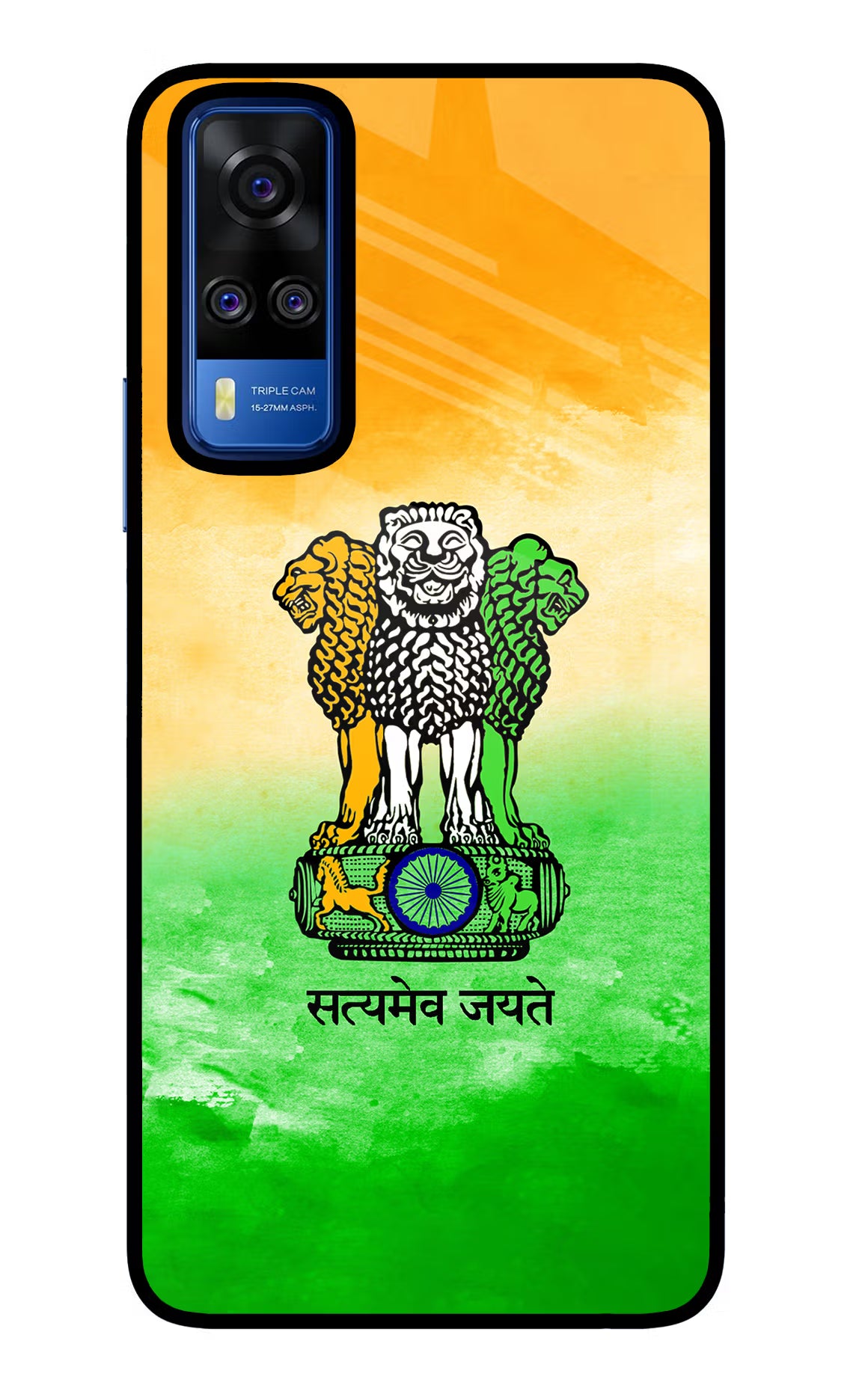 Satyamev Jayate Flag Vivo Y51A/Y51 2020 Glass Case Back Cover by Casekaro