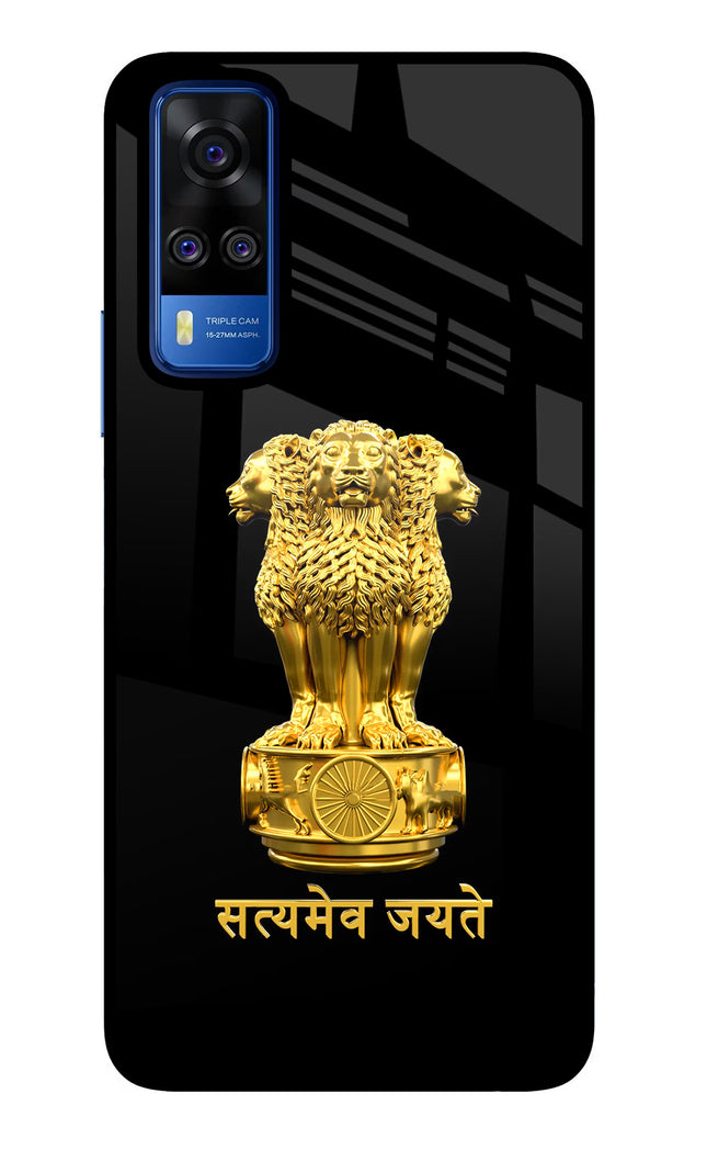 Satyamev Jayate Golden Vivo Y51A/Y51 2020 Glass Case Back Cover by Casekaro