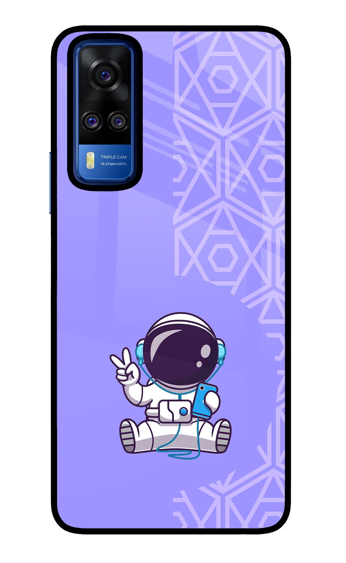 Cute Astronaut Chilling Vivo Y51A/Y51 2020 Glass Case Back Cover by Casekaro