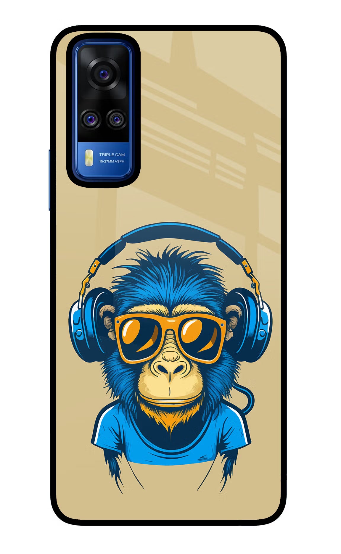 Monkey Headphone Vivo Y51A/Y51 2020 Glass Case Back Cover by Casekaro