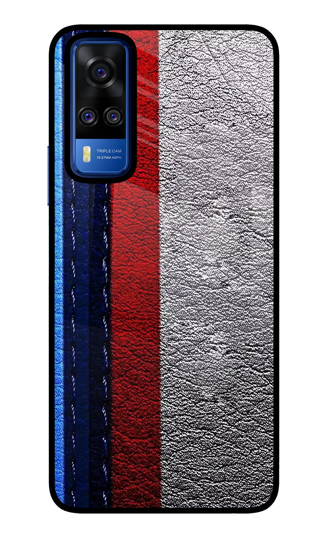 BMW Stripes Vivo Y51A/Y51 2020 Glass Case Back Cover by Casekaro