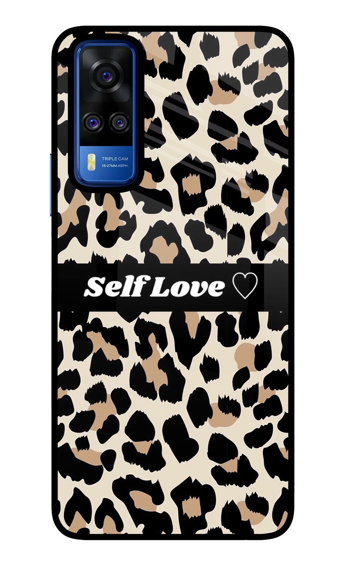 Leopard Print Self Love Vivo Y51A/Y51 2020 Glass Case Back Cover by Casekaro