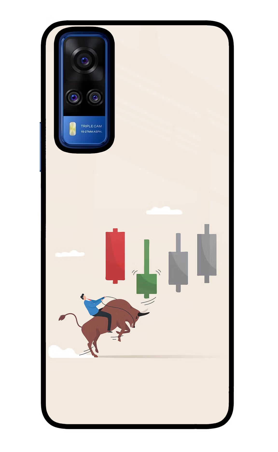 Bull Trading Momentum Vivo Y51A/Y51 2020 Glass Case Back Cover by Casekaro