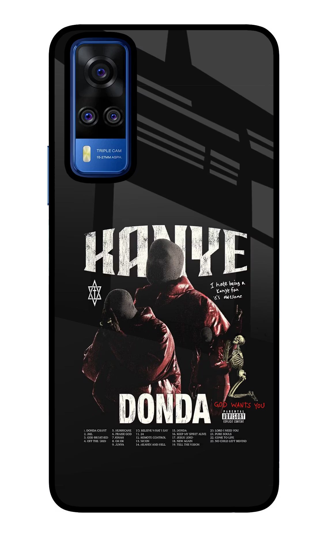 Donda Kanye West Vivo Y51A/Y51 2020 Glass Case Back Cover by Casekaro