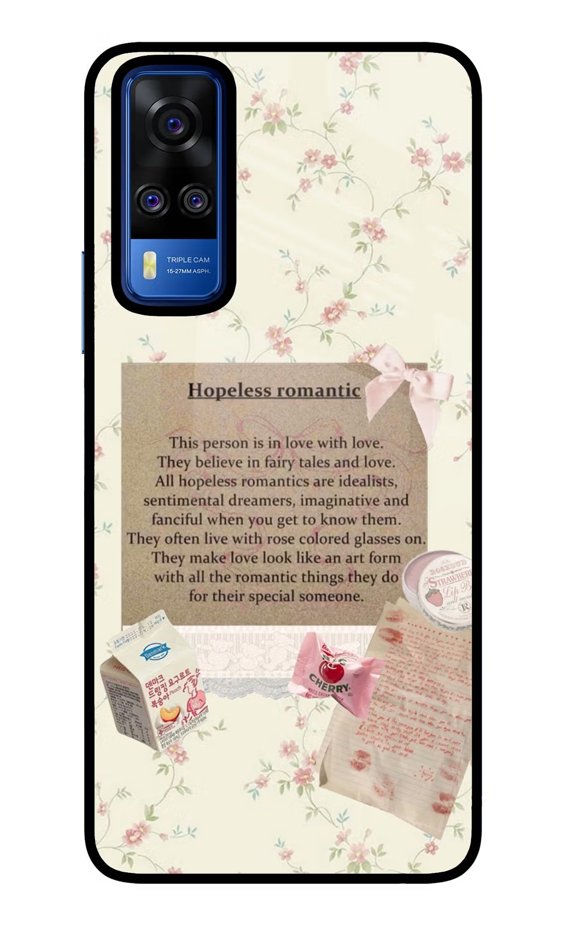 Hopeless Romantic Vivo Y51A/Y51 2020 Glass Case Back Cover by Casekaro